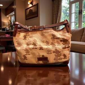 Disney Parks Dooney & Bourke Tonal Mickey Mouse Canvas & Leather Shoulder Bag